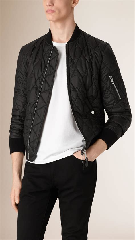 burberry black bomber jacket|burberry quilted jacket men.